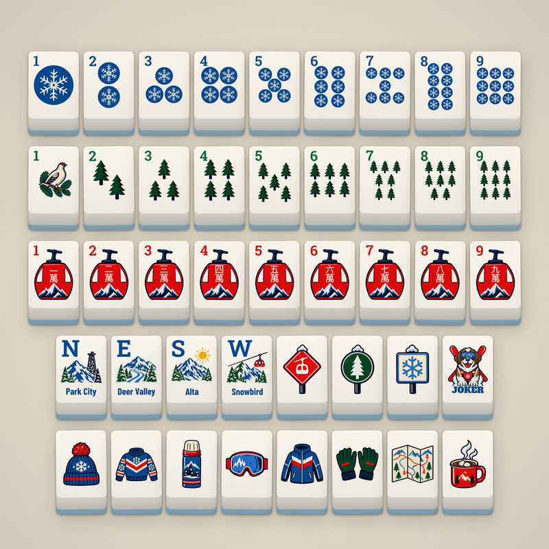 First Chair mahjong set, Standard tiles, full set laid out
