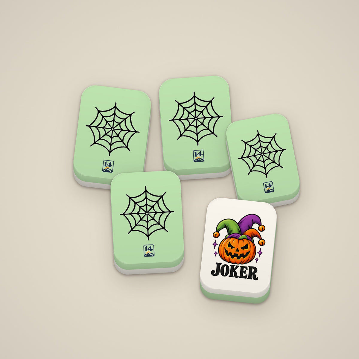 The Boo Crew Large tiles, green Spiderweb back