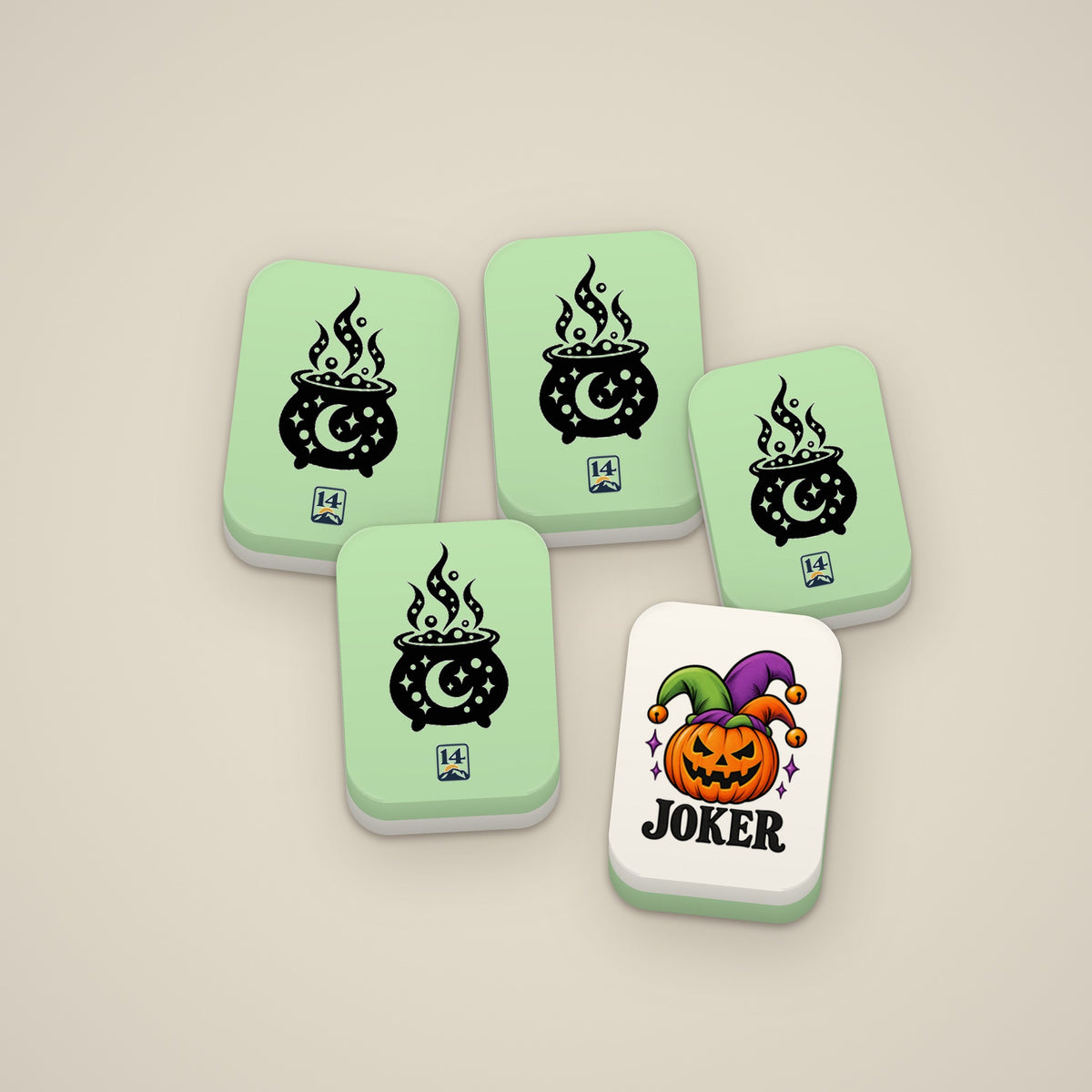 The Boo Crew Large tiles, green Cauldron back