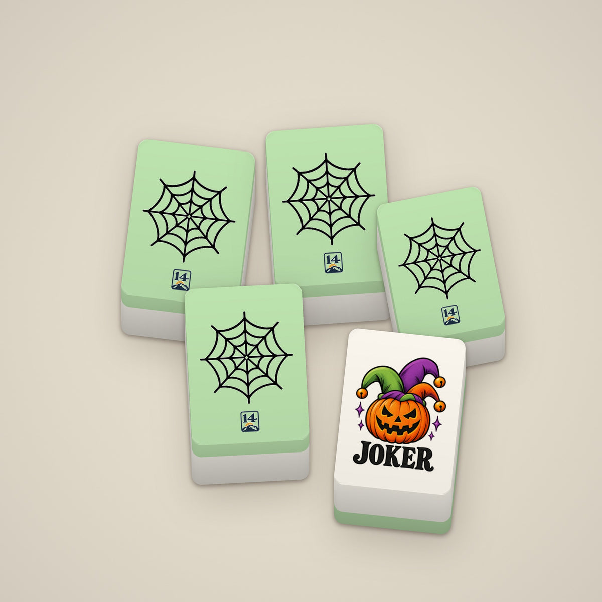 The Boo Crew Standard tiles, green Spiderweb back